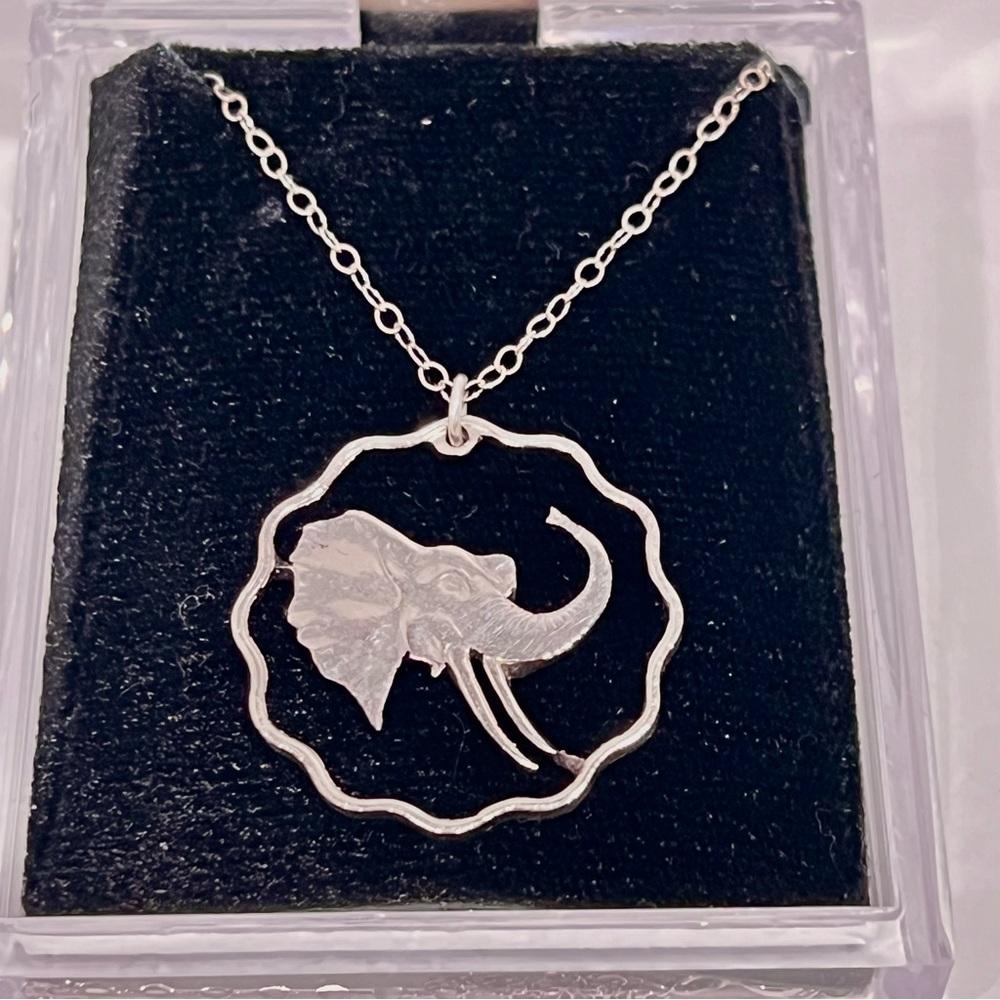 NIB Elephant Pendant & Chain Swaziland Sterling Silver